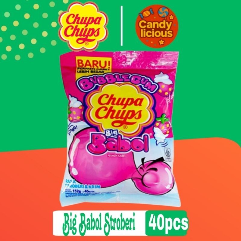 🟠🟢 Permen Karet Big Babol Strawberry Cream Bag Besar 152gr isi 40pcs 🟠🟢