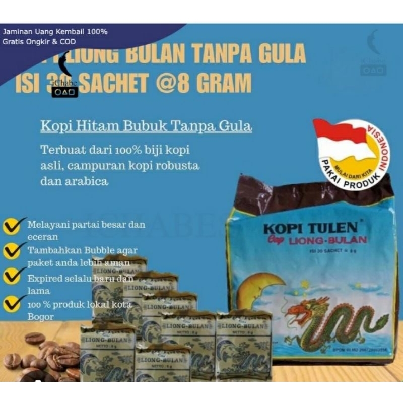 

Kopi liong khas Bogor Tanpa Gula Isi 30 Pcs