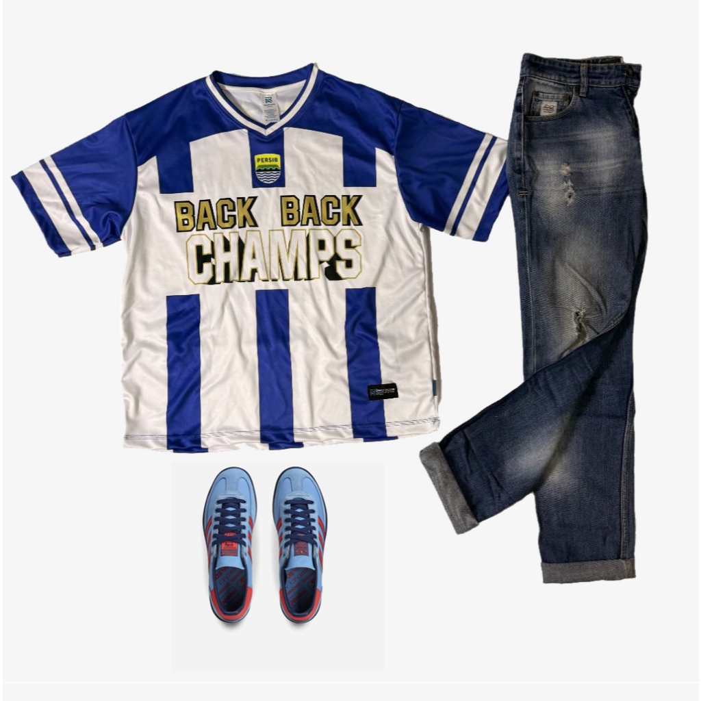 Oversize Jersey Persib Bandung / Jersey Special Edition Back To Back Persib Bandung - Putih Garis Bi