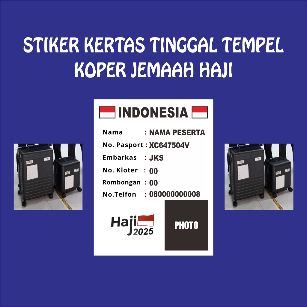 

STIKER KERTAS NAMA TINGGAL TEMPEL UNTUK KOPER JEMAAH HAJI/UMROH
