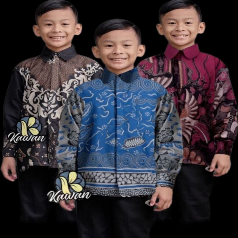Batik Anak Laki Laki Premium Lengan Panjang Kemeja Sekolah Baju Terbaru