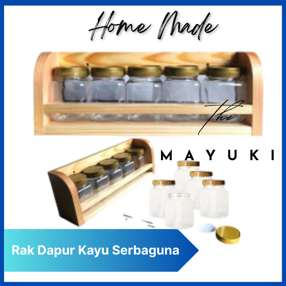 Rak Dapur Kayu Set Toples Bumbu Dapur