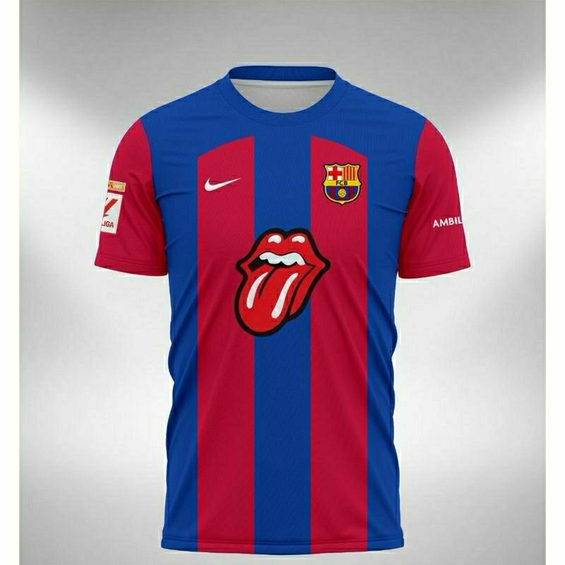 KAOS JERSEY BARCELONA SEASON 2023-2024 SPESIAL EL CLASICO ROLLING STONE (FREE NAMA DAN NOMOR PUNGGUN