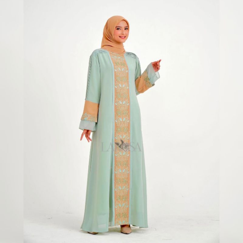 SET GAMIS LAROSA BORDIR ORIGINAL 09.088  /  GAMIS LAROSA BORDIR + KERUDUNG /  DRESS LAROSA BUSANA MU