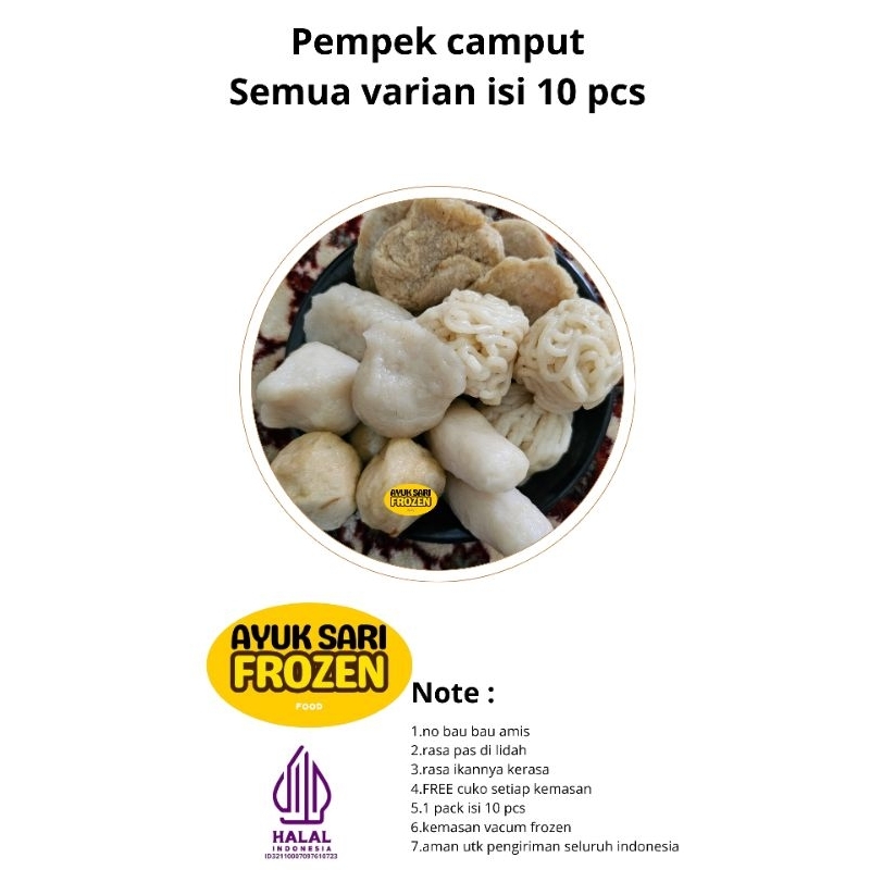 

pempek palembang/ pempek KAKAP/ pempek campur kakap/pempek campur/ pempek asli palembang/pempek/pempek kakap isi 10 pcs/ pempek frozen