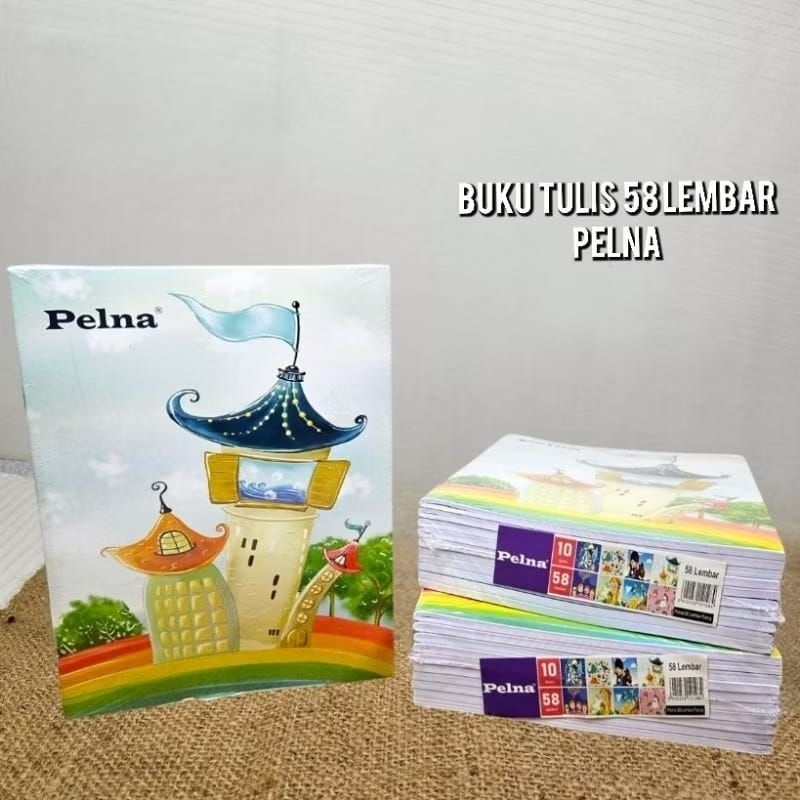 

Buku tulis 58 lembar 10 buku merek pelna ukuran buku tulis biasa/kwarto