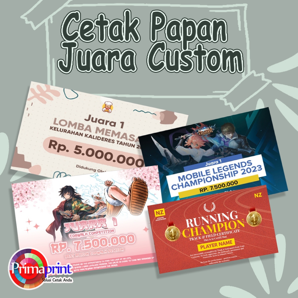 

Cetak Papan Hadiah Simbolis Custom Foam Board A3 & A4 | Printing Penghargaan Juara Lomba Kompetisi