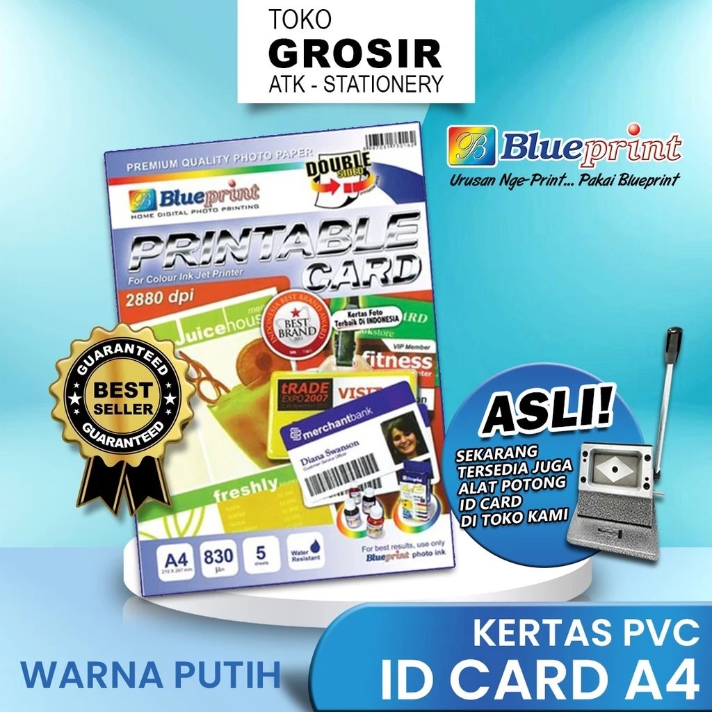 

(LIVE) IDcard ID Card A4 BLUEPRINT Printable Card White Kertas PVC Double Side 830 Micron