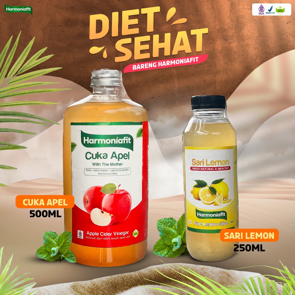 

Paket Diet Sehat Harmoniafit – Cuka Apel 500ml & Sari Lemon 250ml 100% Alami Original Sari Buah