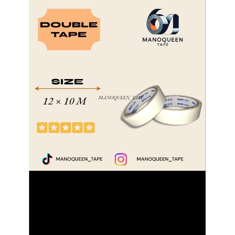 

double tape 1/2 1nci doublel tapep 12x10mm 1 slop isi 6 pcs/roll