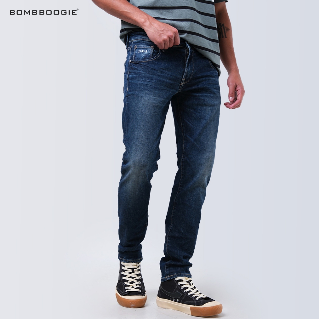 Bombboogie Celana Jeans Pria Slimfit E9 Series Dark Blue 43SE9B3DL
