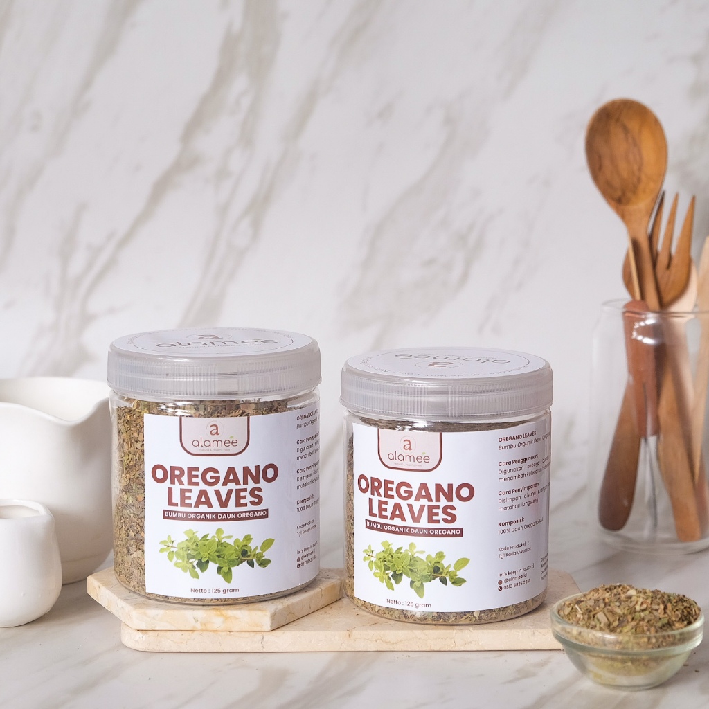 

ALAMEE Oregano Kering Bumbu Dapur Garnish Dried Leaves Flakes Murni Asli Tanpa Campuran Organik 125g