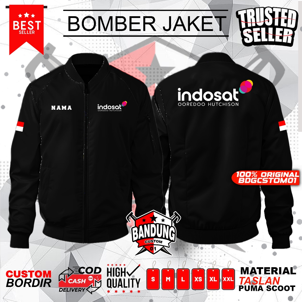 JAKET BOMBER INDOSAT PREMIUM BORDIR BISA CUSTOM DESAIN SENDIRI