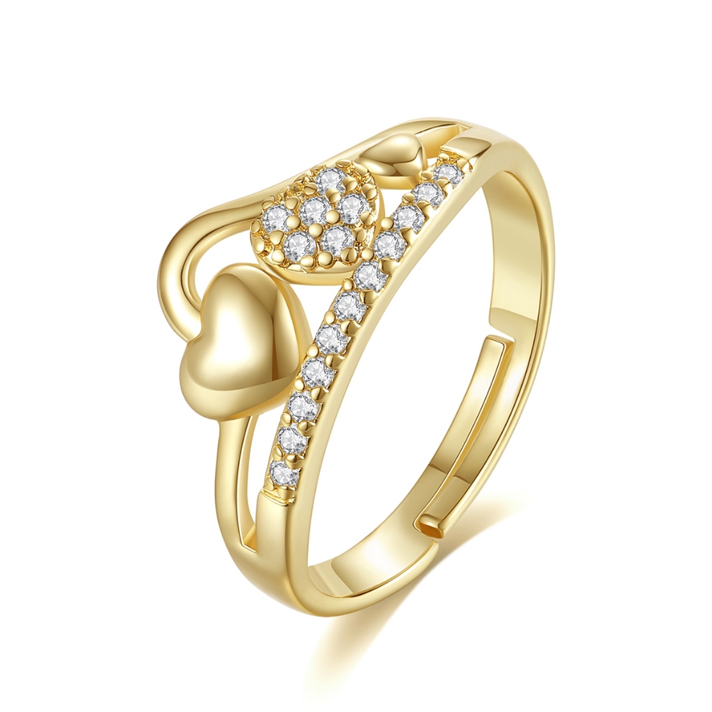 Kke Jewelry Cincin Gold Zirkon Bentuk Hati Permata Bahan Titanium Baja GD135