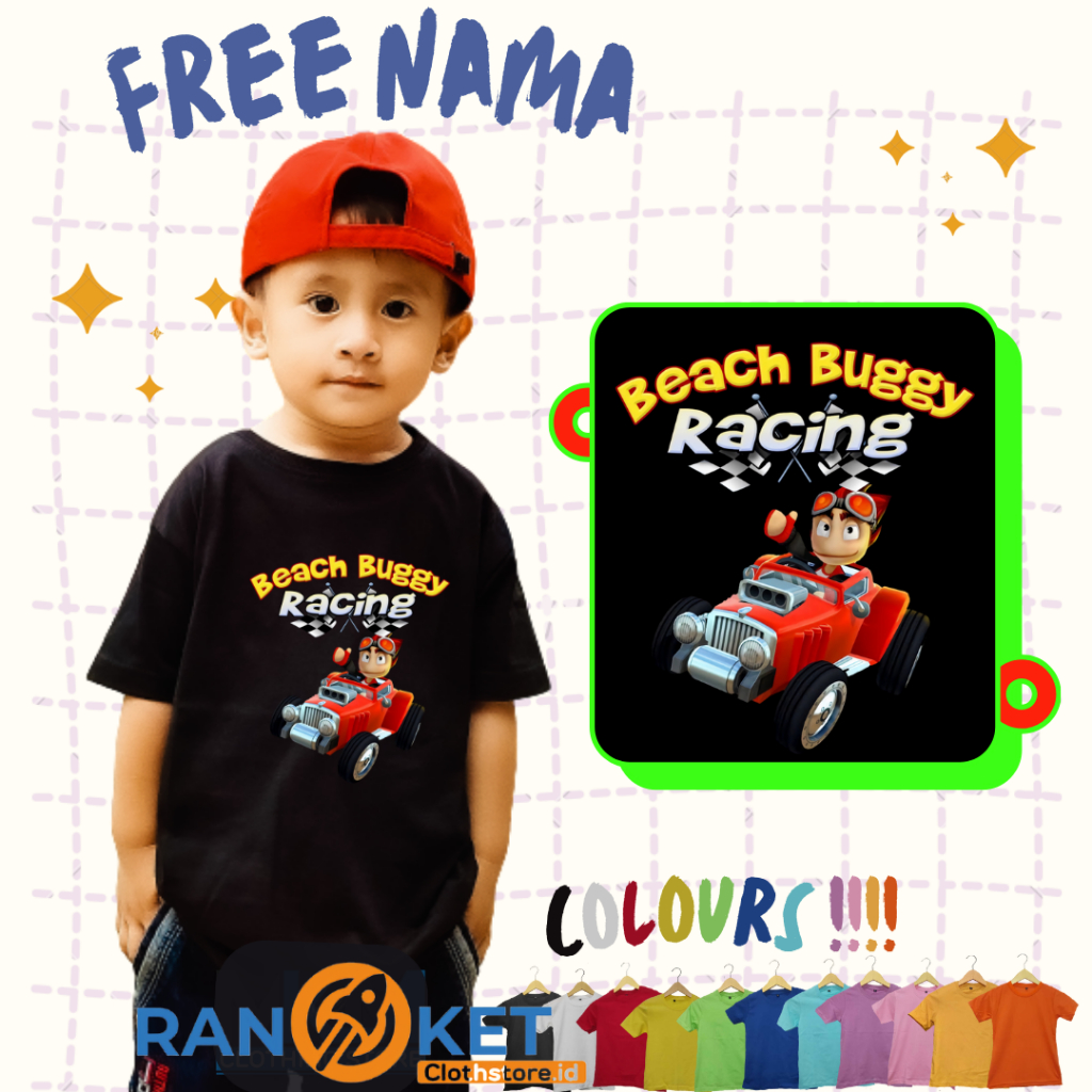 Kaos Anak Beach Buggy Racing | Baju Anak Beach Buggy Racing | Bisa COD [[ FREE NAMA ]]