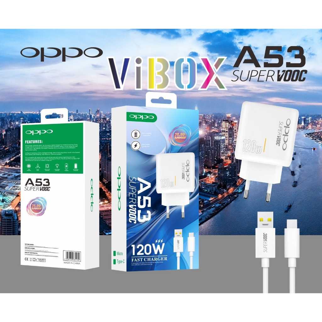 Charger oppo A53 120W Support FastCharging super Vooc kompatible semua hp smartphone android BY SMOL