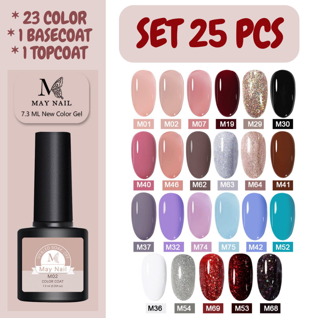 Set Kutek Gel Uv Led Gel Polish 61/45/23 Colour+Base Coat & Top Coat &Hardgel Cat Kuku Nail Polish