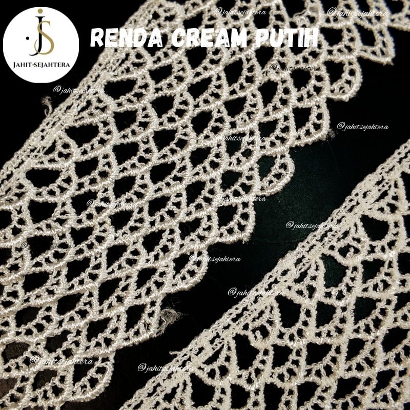 Renda Cream Putih Jahit ( Lebar ± 6cm - 6,3cm)