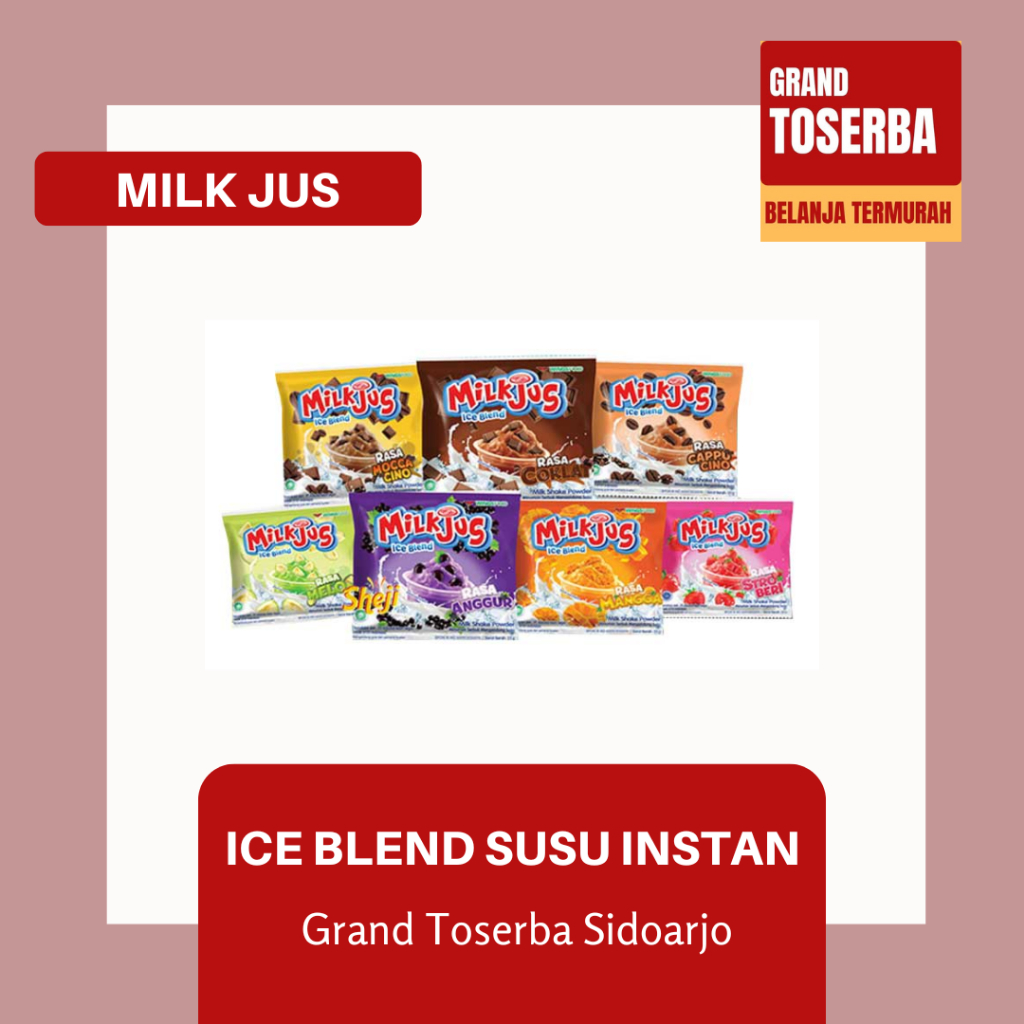 

MILKJUS ALL VARIANT 10PCS / MILK JUS MINUMAN SERBUK SUSU DAN BUAH / ICE BLEND