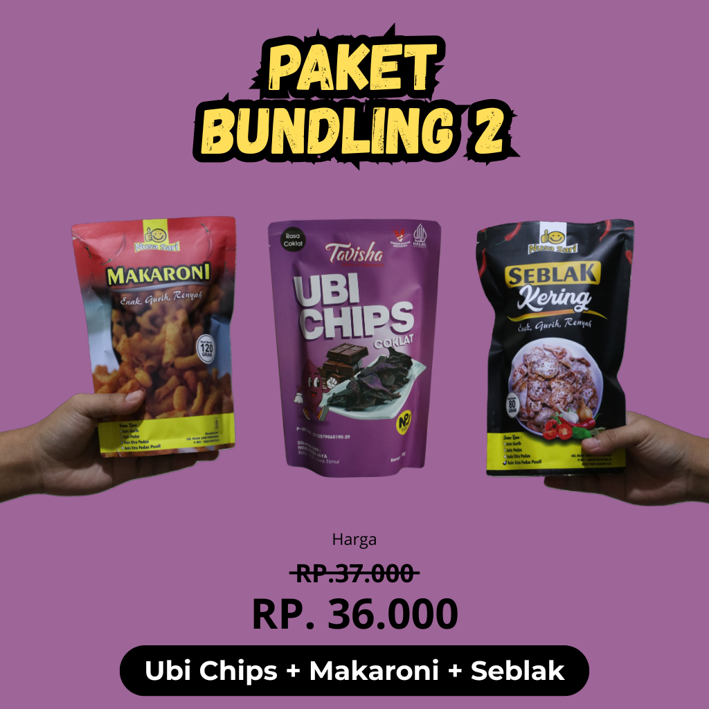 

HEMAT PAKET BUNDLING SEBLAK MAKARONI UBI CHIPS COKLAT
