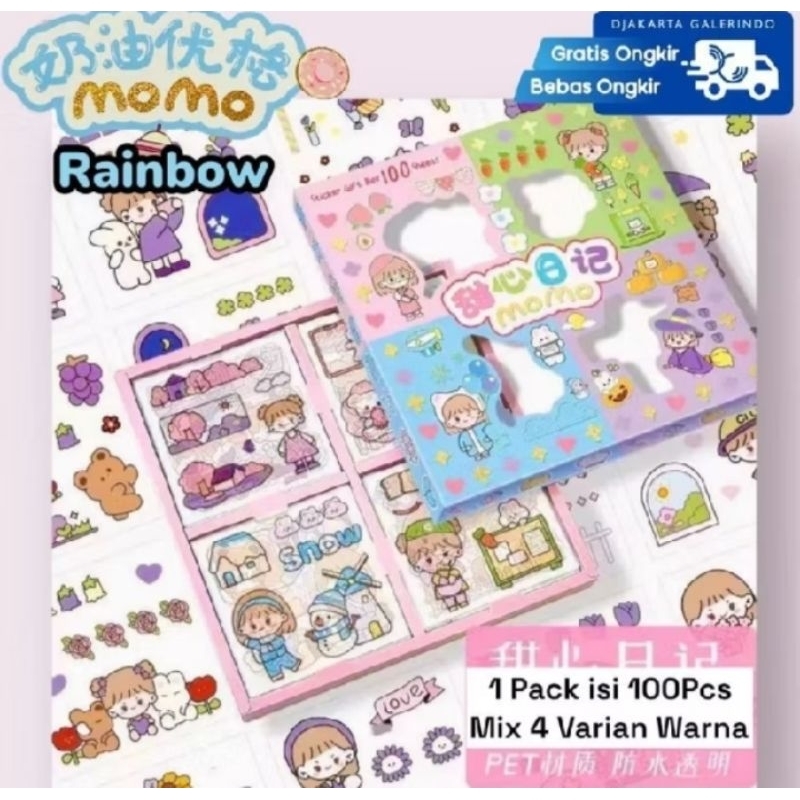 

Sticker momo rainbow original anti air/ Stiker momo 4 warna 1 pack