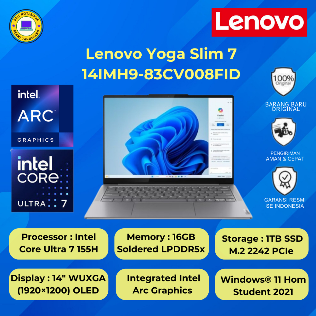 Lenovo Yoga Slim 7 14IMH9-83CV008FID/Ultra 7 155H/16GB/1TB SSD/14″ WUXGA OLED Touch/Win 11 Home+OHM 