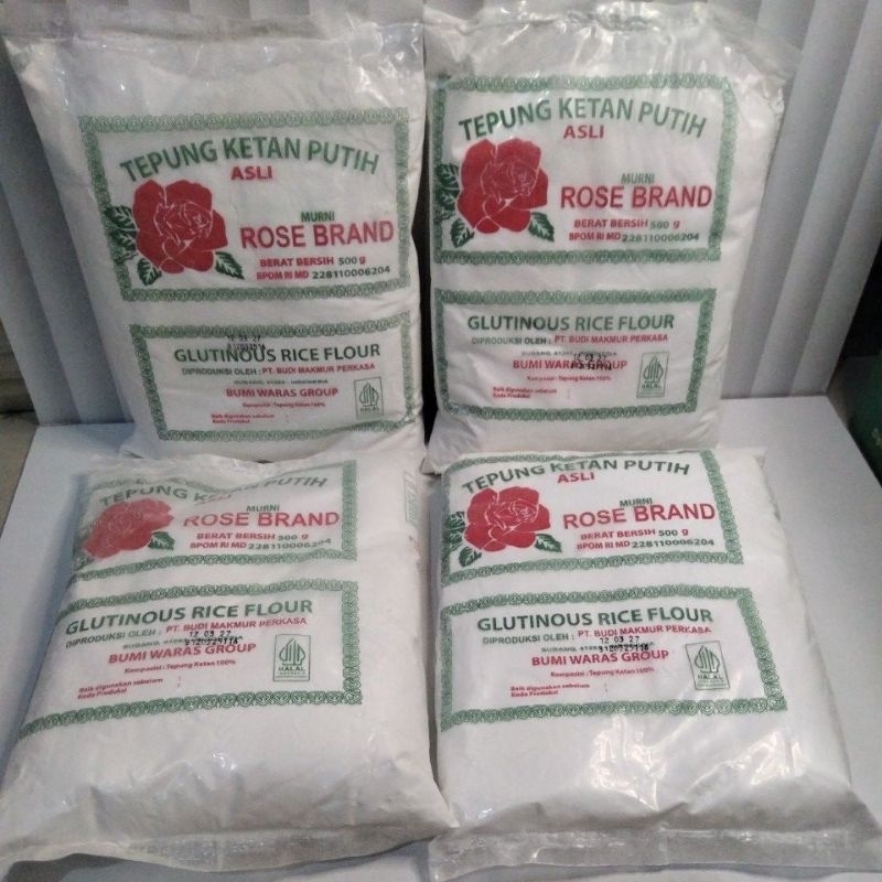 

tepung ketan putih asli murni rose brand berat bersih 500 gram