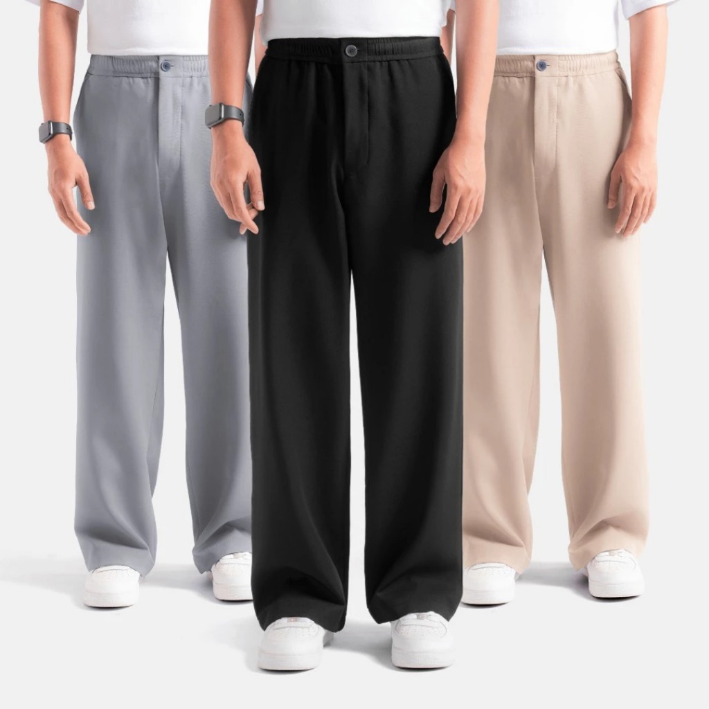 Kasual Celana Panjang Smart Wide Loose Pants Pria Premium