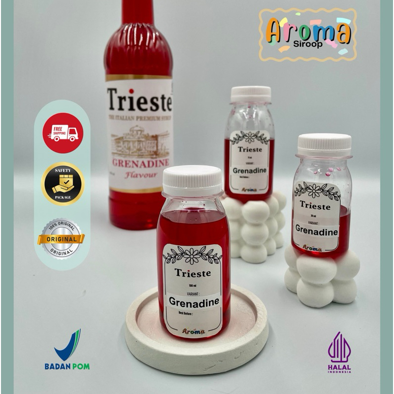 

Trieste Syrup - REPACK Sirup Trieste Grenadine ( 100ml - 75ml - 30ml ) Asli 100% ORIGINAL