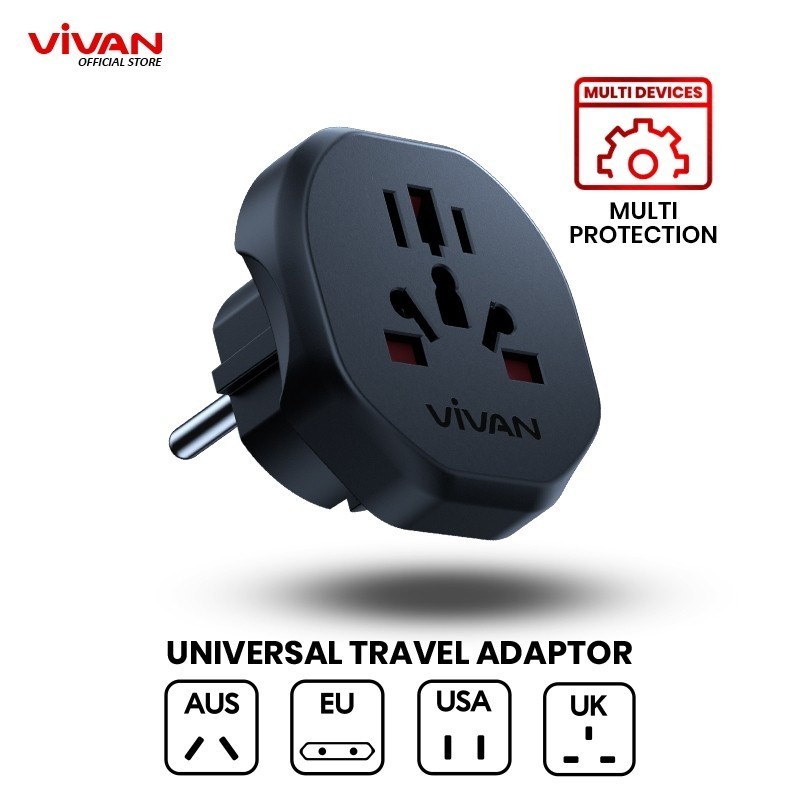 VIVAN Universal Travel Adapter International Charger AC Plug Adaptor USB Type-C for USA EU UK AUS Mu