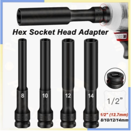 [COD] Mata Kunci Shock Impact Extra Panjang 130mm/ Kunci Shock Panjang 8/10mm 1/2" Hex Socket Head A