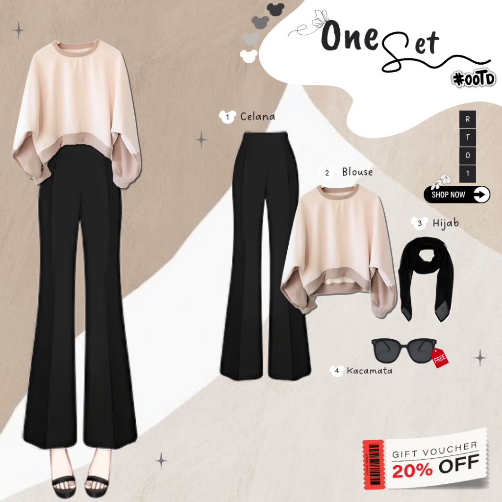 Satu Set Hijab Look OOTD Simpel One Set Gaya Kasual OOTD Simpel Elegan One Set Stylish Look Casual &