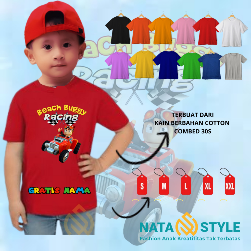 Kaos Anak Beach Buggy Racing | Baju Anak Beach Buggy Racing | Bisa COD [[ FREE NAMA ]]