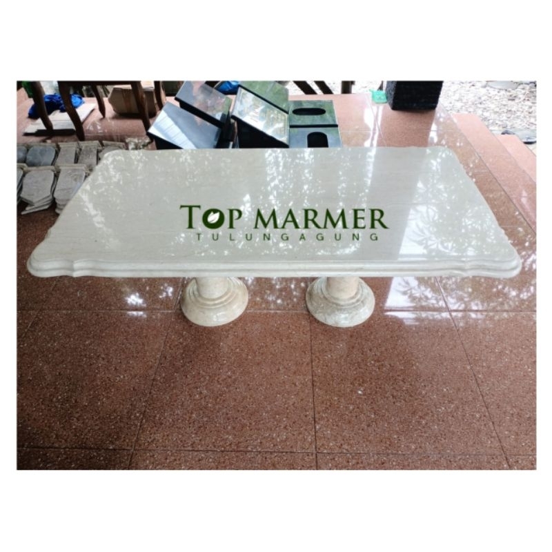 Meja Coffe / Meja Tamu Batu Marmer Putih Cream - 60x120cm