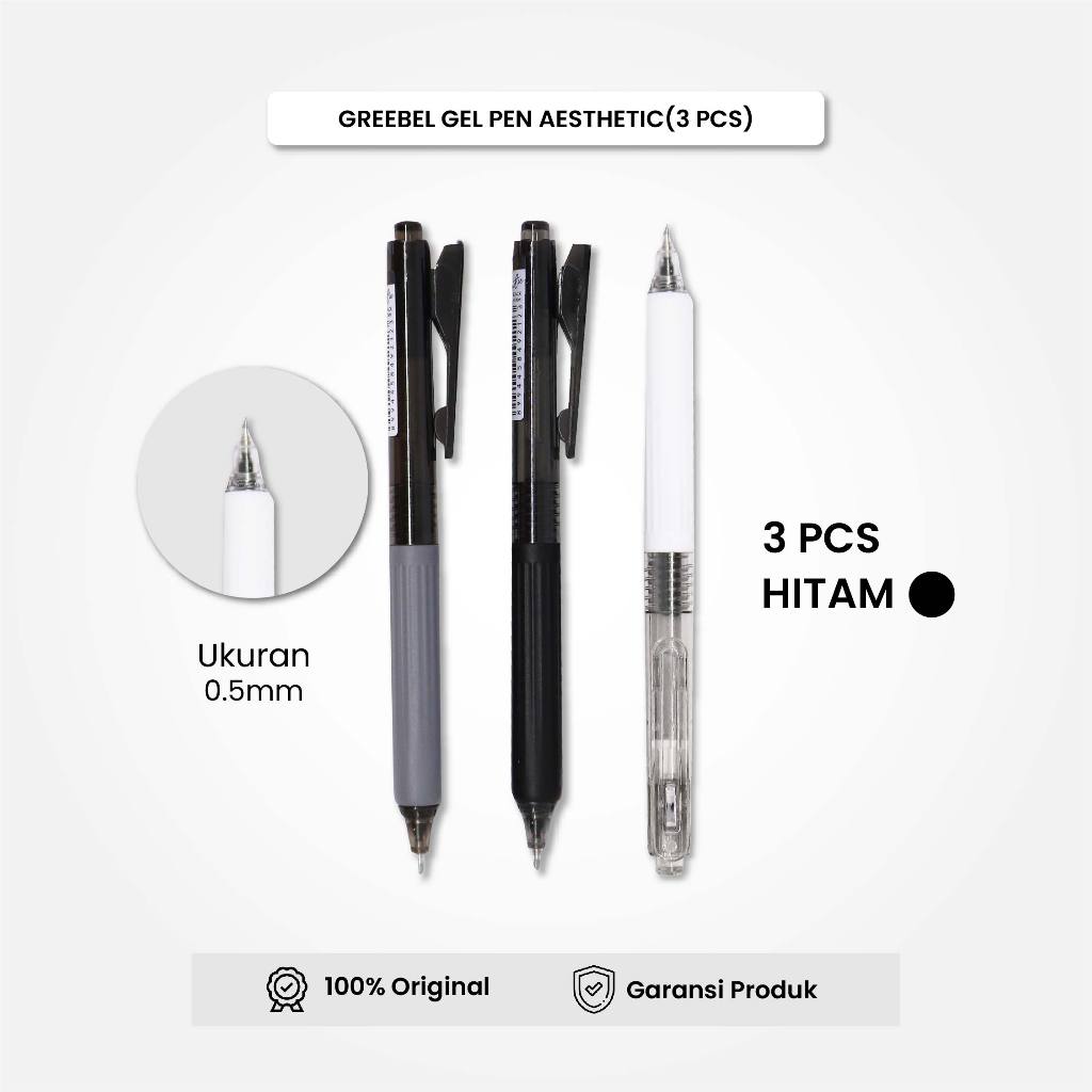 

Bolpen Pulpen Gel Greebel / Gel Pen GP-513 Aesthetic 0.5 Tinta Hitam (3PCS/SET) Ballpen Pena Pulpen