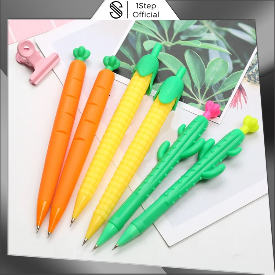 

1step PENSIL MEKANIK BENTUK SAYURAN JAGUNG WORTEL KAKTUS LUCU PENSIL CETEK UNIK KUALITAS IMPORT S119