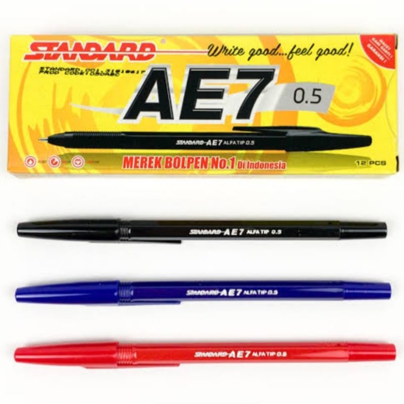 

Pulpen Bulpoin Standard AE7 Asli Hitam Biru Merah