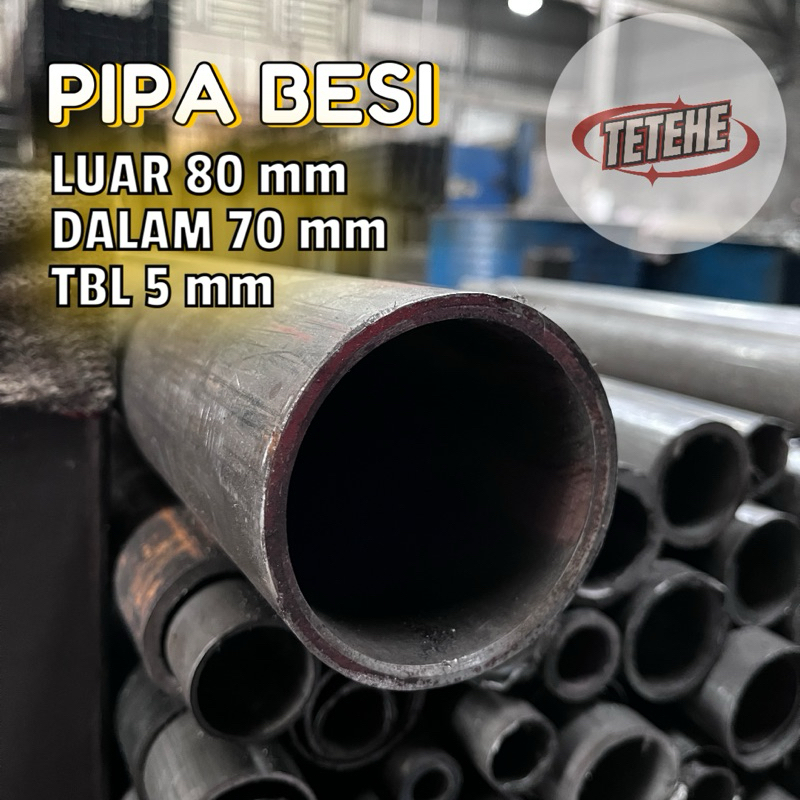 pipa besi diameter luar 80mm dalam 70mm tebal 5mm