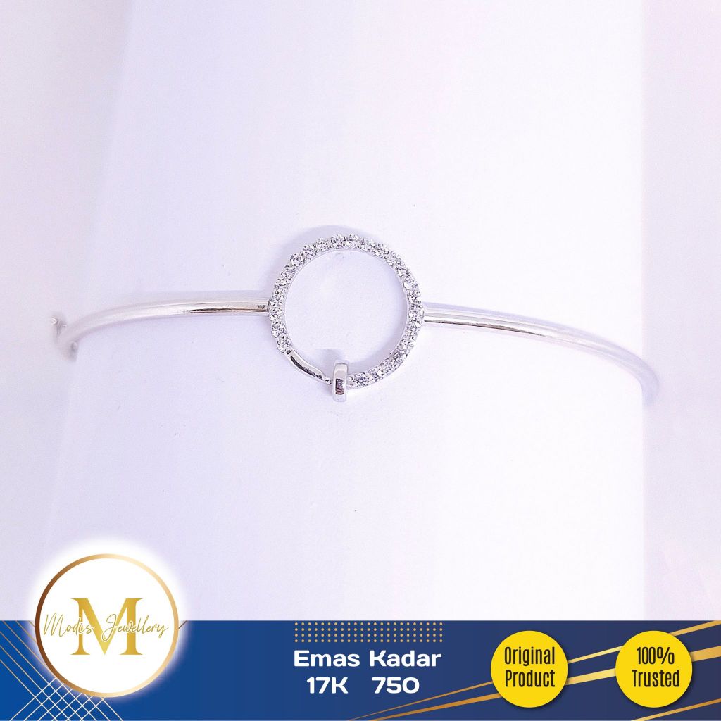 MODIS JEWELLERY - Gelang Bangle Paku Putih - Emas 17k 750