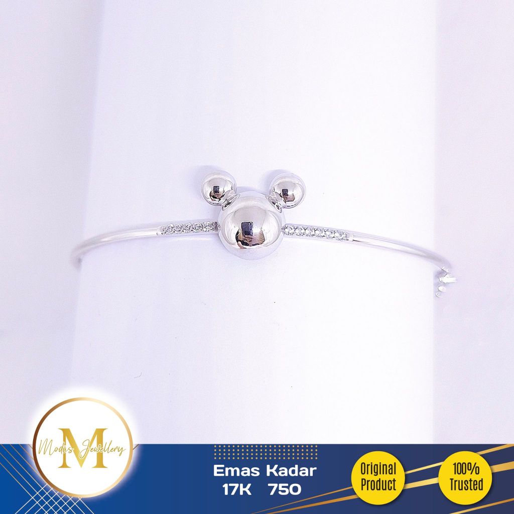 MODIS JEWELLERY - Gelang Bangle Mickey Putih - Emas 17k 750