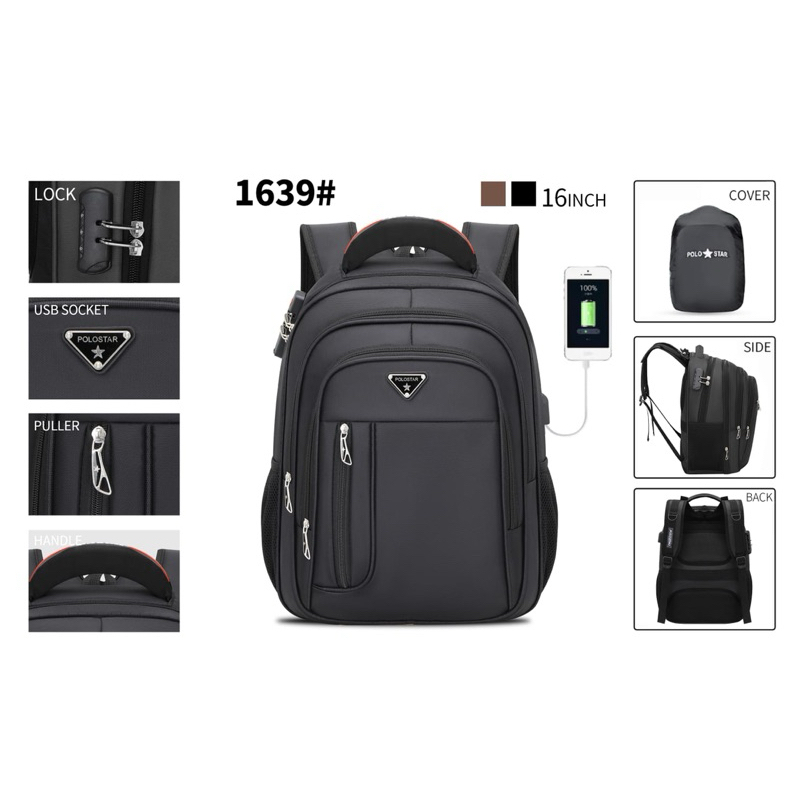 Ransel Polo Star 16inch Ransel Polo Original Ransel Impor Ransel Pria Tas Sandang Wanita Tas Punggun