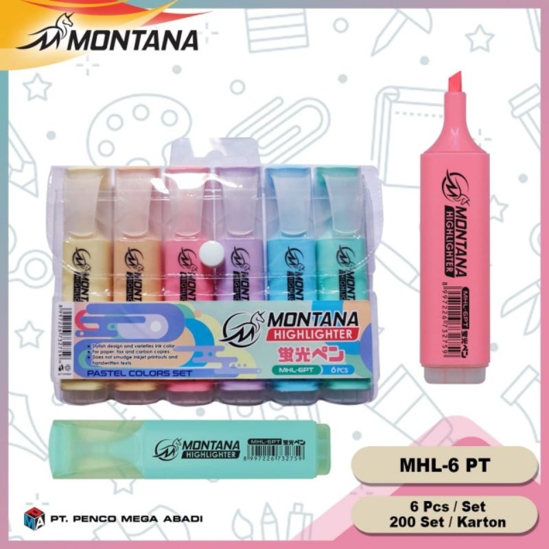 

( 6pcs ) STABILO HIGHLIGHTER MONTANA MHL - 6 PT / warna pastel