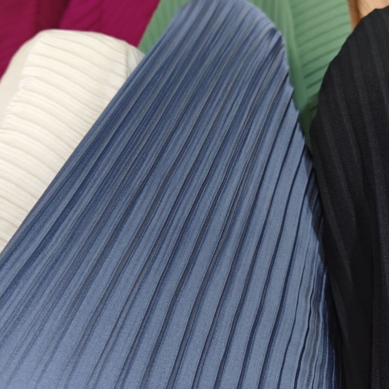 Promo Bahan Satin Plisket Premium/Bahan Kain Plisket Harga Per 0.5 Meter