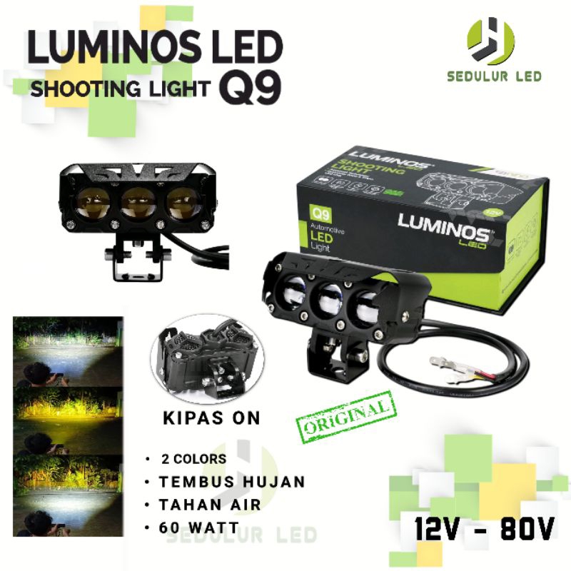 1 SET LAMPU LED TEMBAK LASER 3 MATA LUXIMOS Q9 Hi LOW MOBIL
