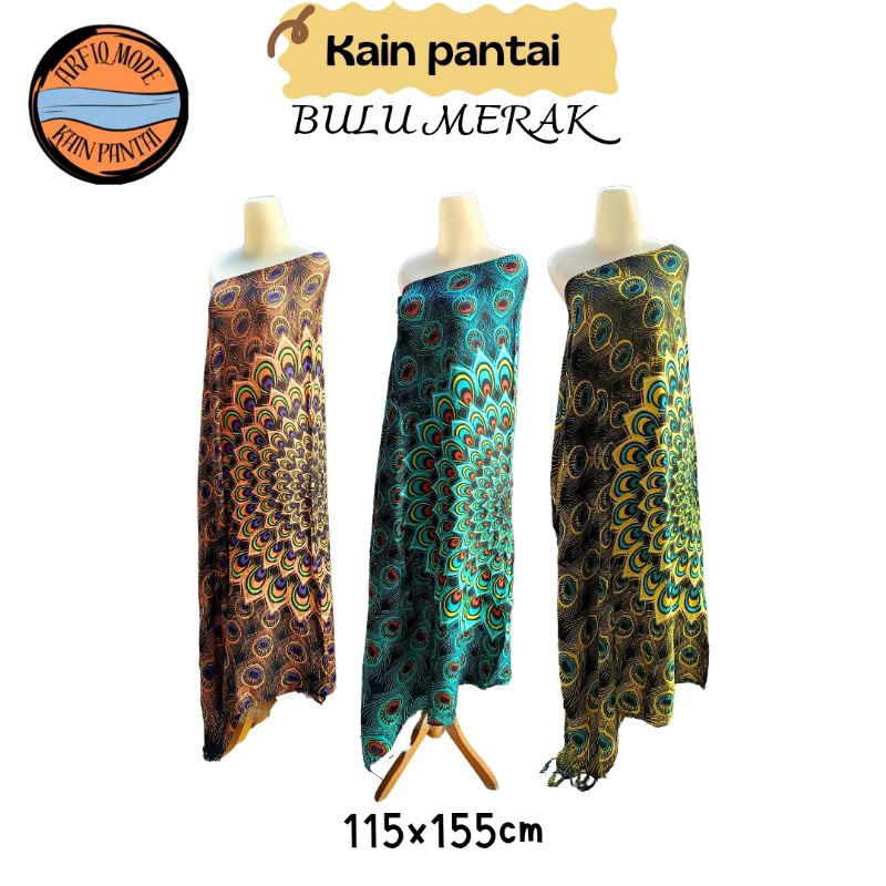 Kain pantai Bali motif bulu merah - kain bali - sarung pantai Bali - kain pantai premium