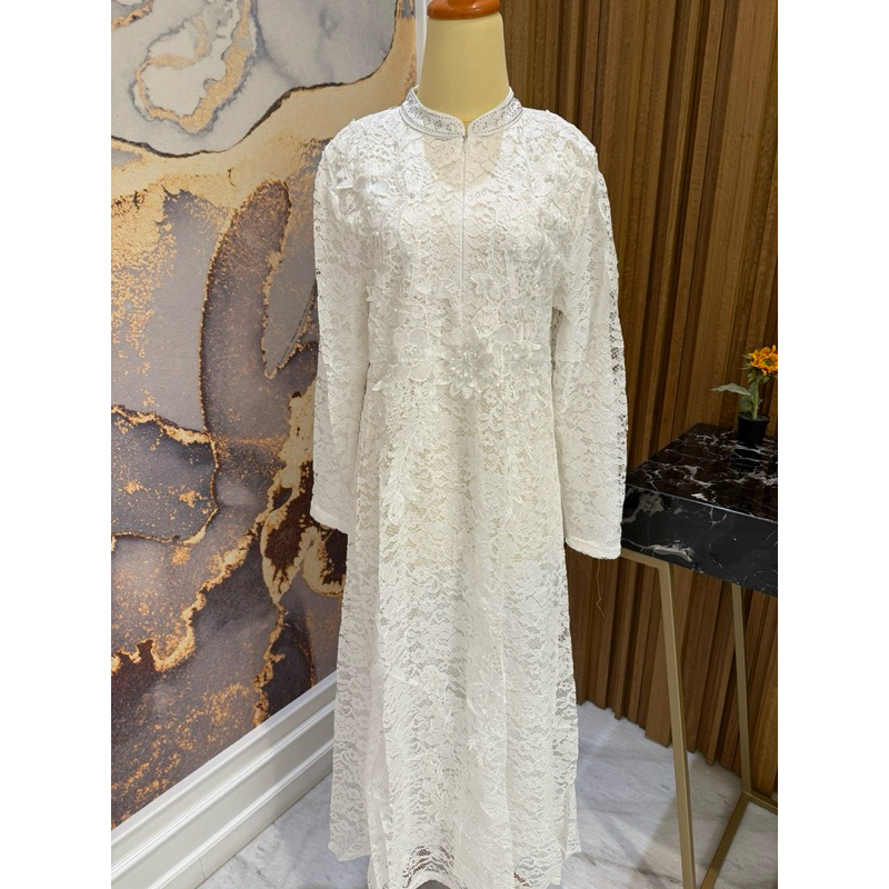 Gamis Putih 1081 / Gamis brokat / XL dan XXL / Gamis Busui / Gamis Premium / Gamis Murah / Gamis Kon