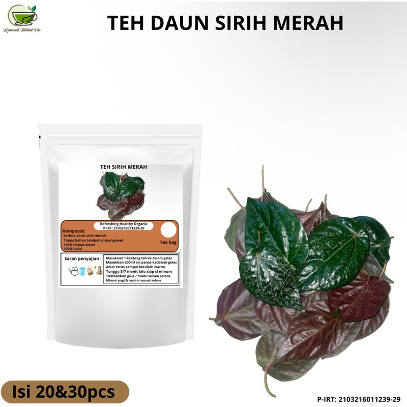 

TEH CELUP HERBAL DAUN SIRIH MERAH|Teh celup isi 20&30pcs