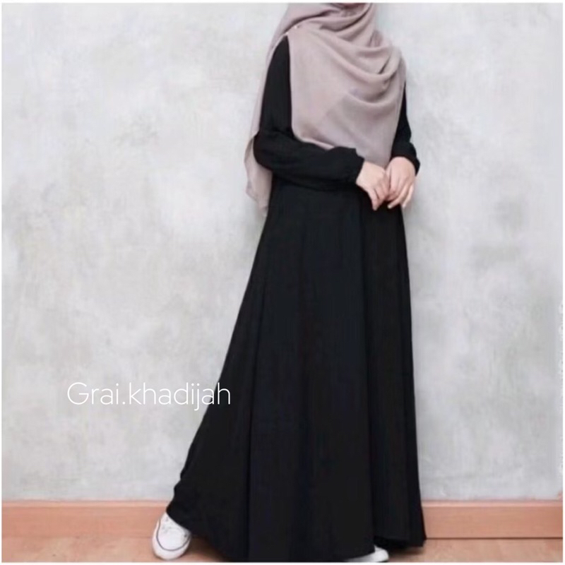 Abaya lengan Karet Basic Abaya Polos Gamis wanita Kajian Terbaru