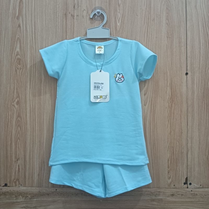 Setelan Kaos Polos Celana Pendek Anak Perempuan LEMONE