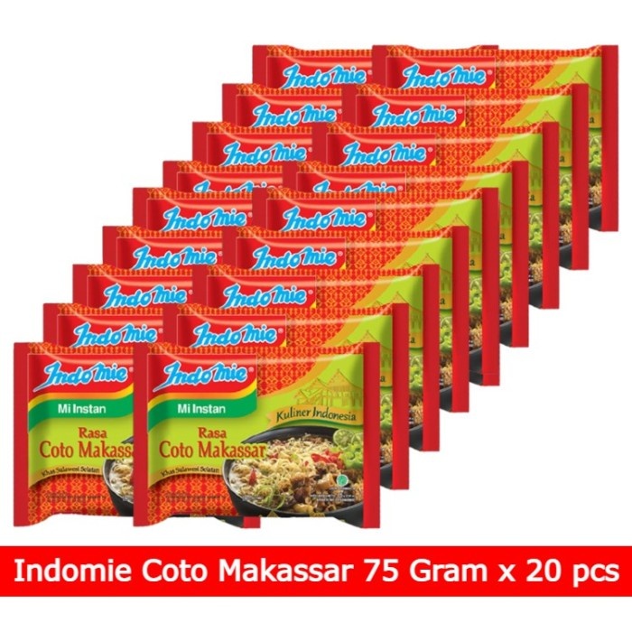 

ISI 20 PCS INDOMIE COTO MAKASAR KHAS MAKASSAR SETENGAH DUS